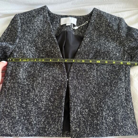 BOSS NWOT Jevanala Cropped Tweed Blazer Black White Workwear Business Office 4P - Picture 6 of 10
